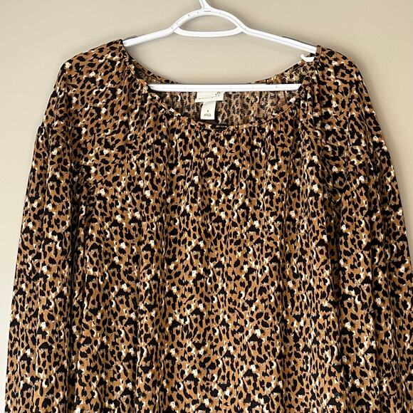 NWT! Ava & Viv Leopard Print Long Sleeve Blouse Size X (14W) - Picture 6 of 12
